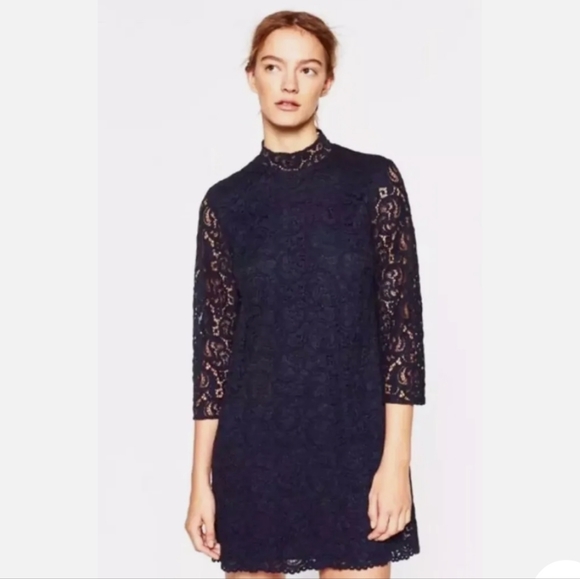 Zara Dresses & Skirts - Zara Navy Blue Guipure Lace Dress/ L.